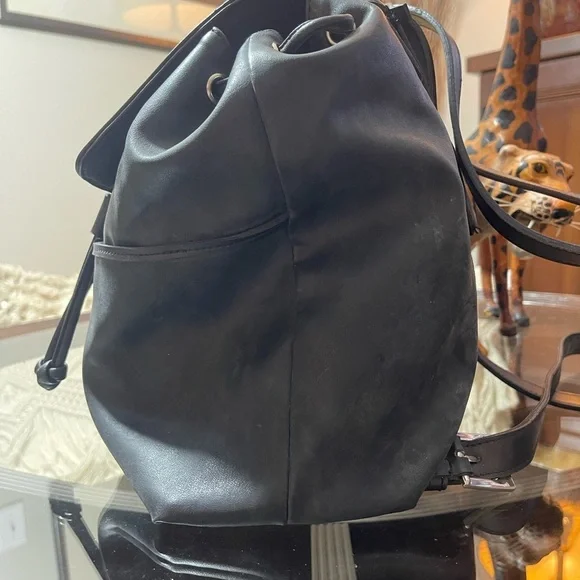 Vintage Esprit Black Backpack 90s faux leather purse Y2K boho - Picture 4 of 10